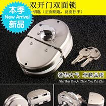 Frameless glass door lock Central lock Single and double doors free opening high quality stainless steel 06 steel glass door lock single door double open floor