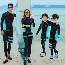 Korean couple parent-child wetsuit suit Swimsuit zipper long sleeve sunscreen quick-drying mens and womens children snorkeling jellyfish