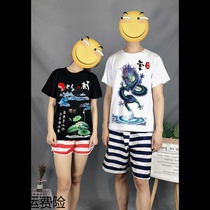 Hundred names T-shirt black summer Chinese style men and women wild custom last name name Wang Li creative text short sleeve