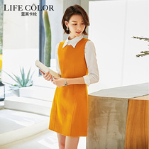 Solid color woolen vest dress 2020 Spring and Autumn new vest dress slim long sleeveless double-sided wool dress