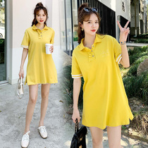 Pregnancy Woman Dress Summer Dress 2022 New Korean Version Pregnant Woman T-Shirt Summer Medium Long Summer Dress Casual Short Sleeve Blouse