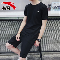 Anta sports suit Mens short-sleeved T-shirt Casual quick-drying running gym two-piece summer breathable shorts