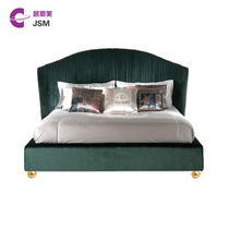 JSM Nordic light luxury dark green velvet fabric big bed high-end postmodern villa apartment 1 8 2 0 meters wedding bed