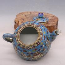 Chunde Tang}Qianlong year cloisonne plus color drawing teapot handmade antique made old porcelain ornaments old