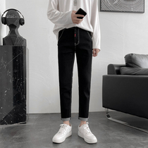 Summer black jeans men 9 points casual Han Edition trend 9 min repair small foot trousers tide