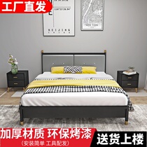 Nordic simple soft bag iron bed apartment bed thick iron bed 1 5 single bed hotel double iron frame bed 1 8 meters