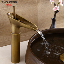 Wine glass antique faucet copper European table basin hot and cold faucet faucet splash-proof head