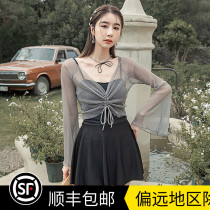 Big Code Swimsuit Woman Conjoined Veil slim and long sleeves Fat mm200 catty with chest cushion Two sets of Blister Spa Conservative Dress
