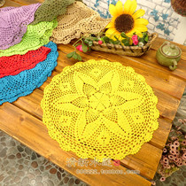 Fresh water lotus handmade crochet crochet cotton hollowing out Southeast Asia retro colored decorative cover cloth towel round table pad