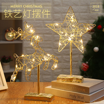 Christmas decorative lamp Elk Snowman Christmas tree scene with iron light swing Pentagon table decoration lamp