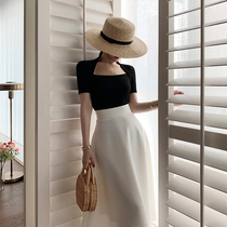 White half-body dress Women in summer Long style High feeling half skirt High waist cover skirt Slim Ocean hympanch Umbrella Skirt