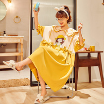 Summer pajamas ladies cotton short sleeve thin nightgown long loose size fat MM loose spring home clothes