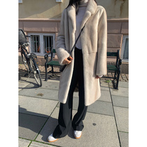MSBEAST blogger style imported mink coat female whole mink medium long suit collar velvet mink fur