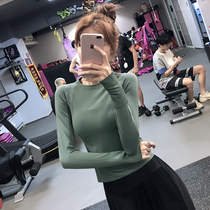 Fitness girl display slim fit long sleeve breathable elastic sports blouse speed dry t-shirt running yoga clothes autumn and winter