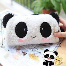 Three-dimensional cartoon panda pen bag male and female high school students plush multifunctional large capacity stationery pencil box tide tide