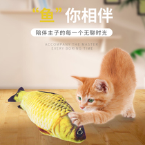  Cat toy fish pillow net red with the same section to relieve boredom gnaw and grind your teeth tease cat sticks pet fake crucian carp cat supplies