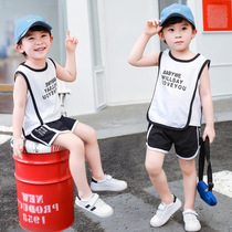 Childrens pure cotton short sleeve suit Summer female baby boy Two sets 2022 new t-shirt vest shorts suit