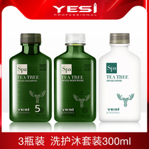 YESI Yue silk spa5 tea tree shampoo conditioner shower gel combination set 100ml * 3 Travel Pack