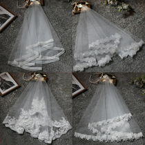 Bridal head yarn Han style lace head yarn short style brief white new wedding wedding dress ultra-long head yarn