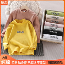 Childrens base shirt Cotton 2021 Autumn Winter Childrens Baby Half Turtleneck Long Sleeved T-Shirt Boys Autumn Top