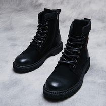 Martin boots Mens Middle help British style trend Joker Korean version of inner height boots mens shoes