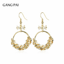 Silver needle design sense metal earrings female temperament goddess fan niche light luxury earring temperament summer Net red pendant