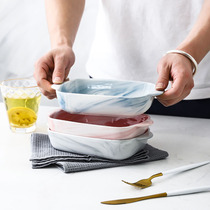 Nordic Ceramic Microwave Oven Grill Pan Grilled Bowls Cheese Oven Dinner Dish Rectangular Oven Special Cutlery Home Dish Plate