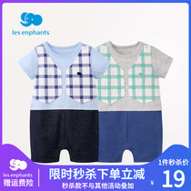 Liinfants Room Childrens Clothing Infant Leave Two Dress Pants Mens Baby Summer Fashion Casual Conjoined Plaid Khaclothes