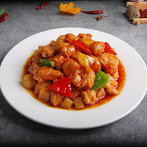 Emulated gourmet model shows restaurant using potatoes to burn chicken nuggets to display fake dishes food food