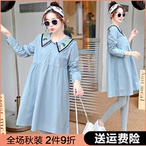 Pregnant womens dress long autumn suit Fashion Net Red pregnancy autumn winter skirt spring and autumn pregnant womens new