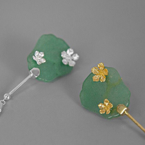 New Original Junheart pure silver peach fan with Dongling Yu stream brooch Chinese fan accessories