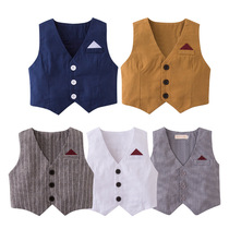 Children handsome 2021 baby handsome personality boy gentleman vest with shirt button vest coat tide