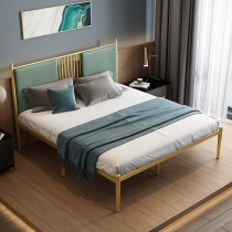 The Nordic modern minimalist iron-style light luxury soft golden wrought-iron beds 1 2 m 1 5-meter single bed
