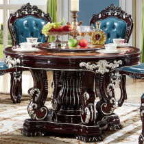 European marble table solid wood roundtable neoclassical black sandal 1 8m6 people combined table with turntable