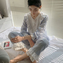 Fairy Pyjamas Woman Autumn Pure Cotton Lace Long Sleeve Han Edition Sweet And Cute Princess Wind Palace Court Home Suit Women Summer