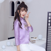 Jiangnan spring embroidered retro improved cheongsam 2021 autumn and winter seven-point sleeve short jacket Chinese style Tang cheongsam