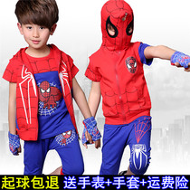 Spider-Man Childrens Wear Boys Summer Clothes Set 2019 New Childrens Childrens Short Sleeve Ultraman Clothes Tide Handsome