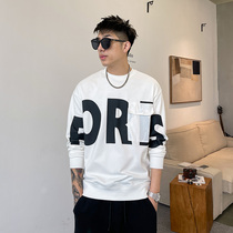 Tide Card Spring Autumn Season Alphabet printed acrossuit mens body Casual Round Collar Jacket Korean version Trend Long sleeves Compassionate Blouse