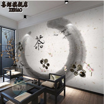 Chinese teahouse tea room background wallpaper tea house decoration wallpaper tea ceremony tea ceremony tea art Zen culture tea shop murals