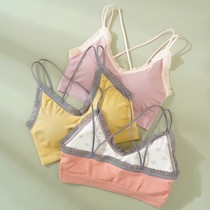 2022 new products cross beautiful back underwear womens vest summer eyelashes lace sexy bra wrap chest warm feeling inner bottoming