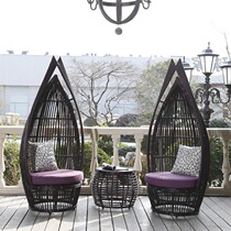 Creative outdoor leisure rattan chair three-piece set of sun room custom table and chair rattan seat outdoor furniture high back chair