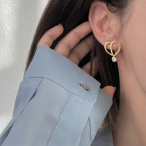 European and American ins style metal love ear clip women without ear piercing spring and summer design diamond 925 silver stud earrings 2022 new