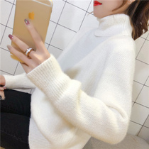 Mink velvet knitwear women 2020 autumn and winter New Korean version of joker loose sweater thick warm high neck base shirt