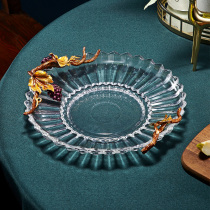 Light and luxurious enamel Enamel Fruits Pan European-style Restaurant Tea Table Crystal Glass Decoration Living Room Table Fruit Basin Hem