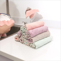 Thickened rag kitchen dishcloth is not easy to lose hair oil water absorbent dishwashing towel wipe table towel housework cleaning cloth