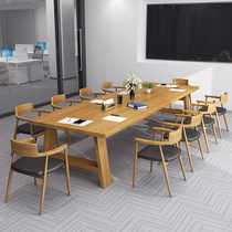 Nordic solid wood conference table long table simple modern conference room large negotiation reception long bar Office table and chair combination