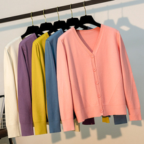 Knitted cardigan female spring and autumn loose long sleeve shawl outside with foreign style Joker soft glutinous ordinary sweater coat outside wear