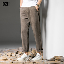 DZH mens pants Joker trend handsome mens casual pants mens loose straight pants mens pants 2021 new summer