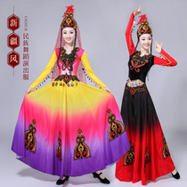 Xinjiang Dance Performance Costume Woman Xinjiang Uyghur Dance Performance Costume Adult Female Performance Wear big swing dress