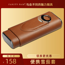 Cigar Case Portable Humidor Humidifier Case Three-pack Cedar Wood Case with Cigar Scissors Cigar Holster